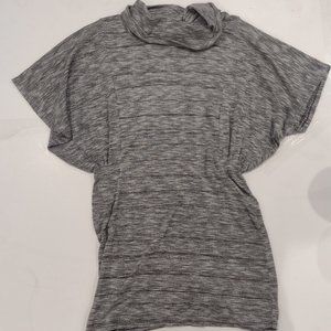 Vibe USA Sweater Tunic long short sleeve Gray Small Cowl Neck Flutter Sleeve